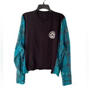 Upcycled Vans “Off The Wall” Long Sleeve Tee with Flannel